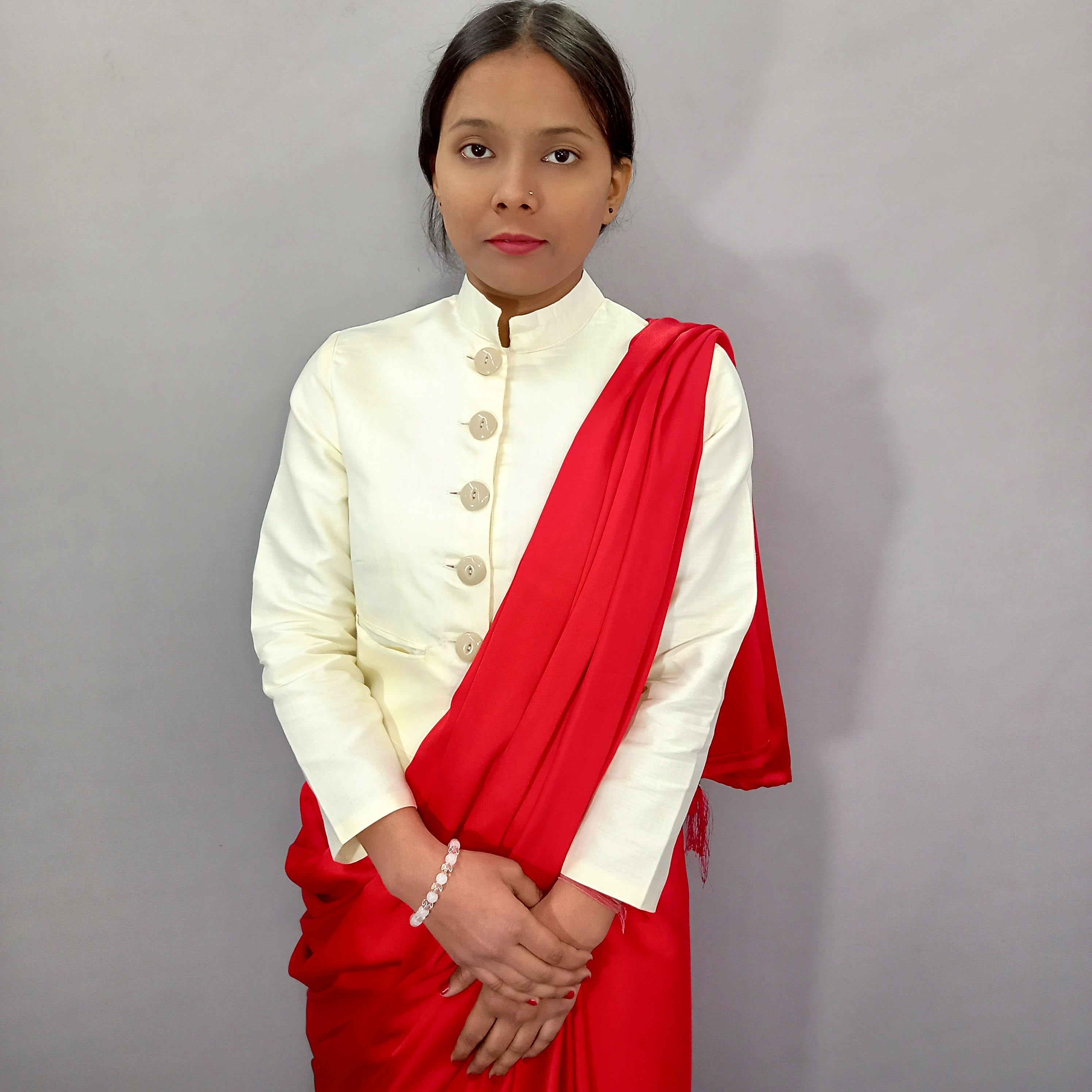 Front Open Cotton Long Blouse Full Sleeve