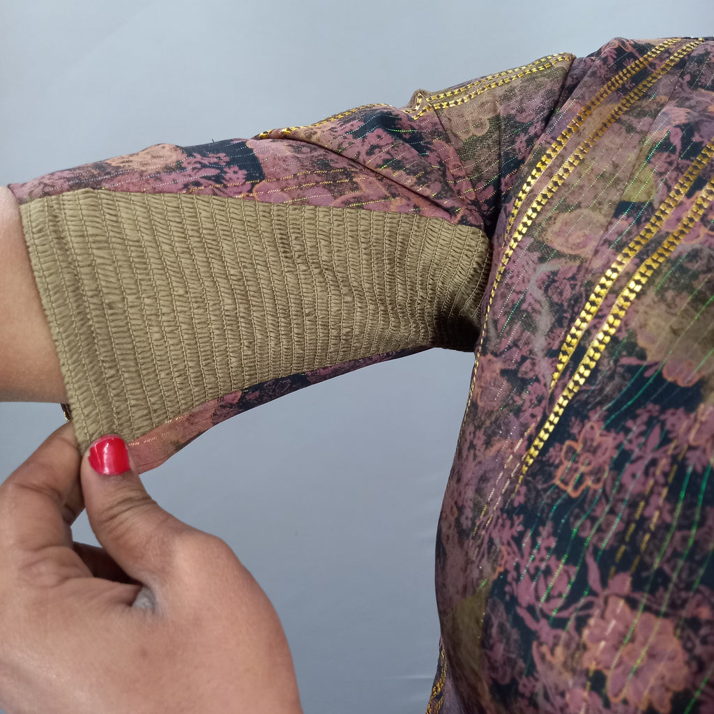 Regular Sleeves Cotton Saree Blouse in Multi Colour Fabric