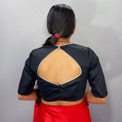 Regular Elbow Saree Blouse in Black