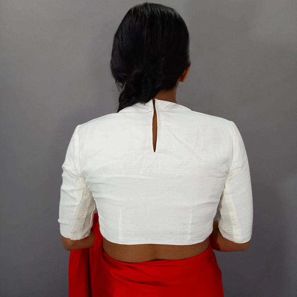 Regular Sleeves Saree Blouse in White