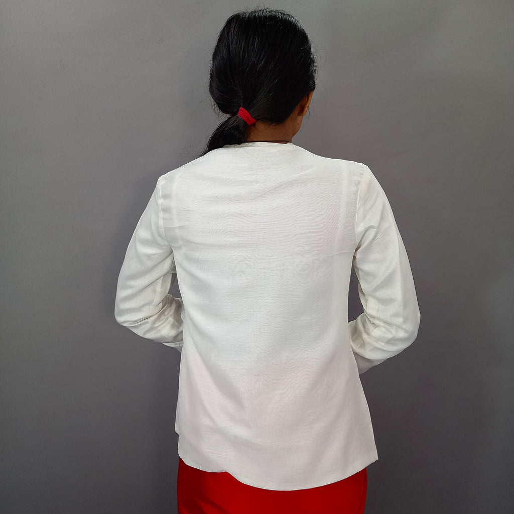 Women Plain Cotton Crop Top With Jacket Set