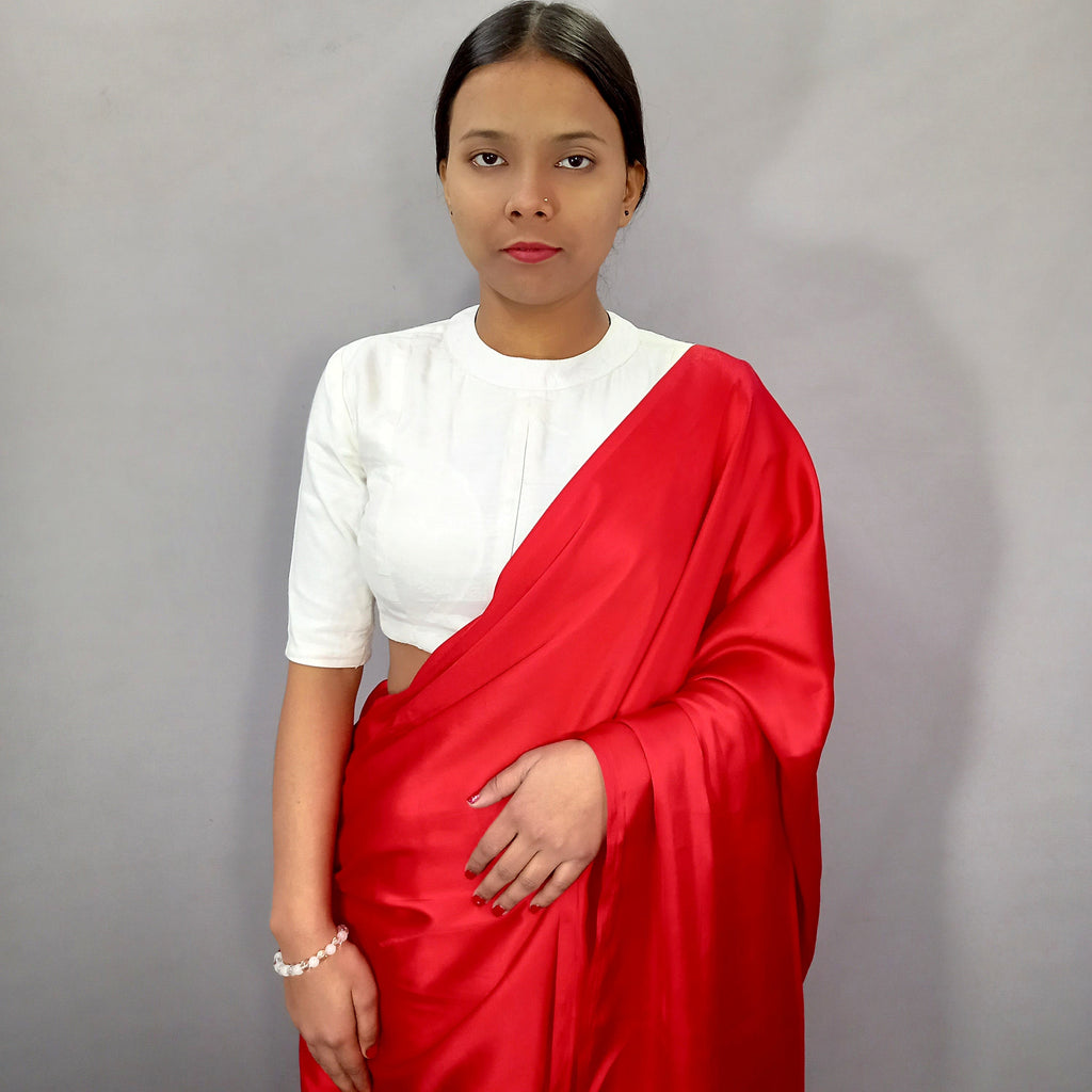 Regular Sleeves Saree Blouse in White