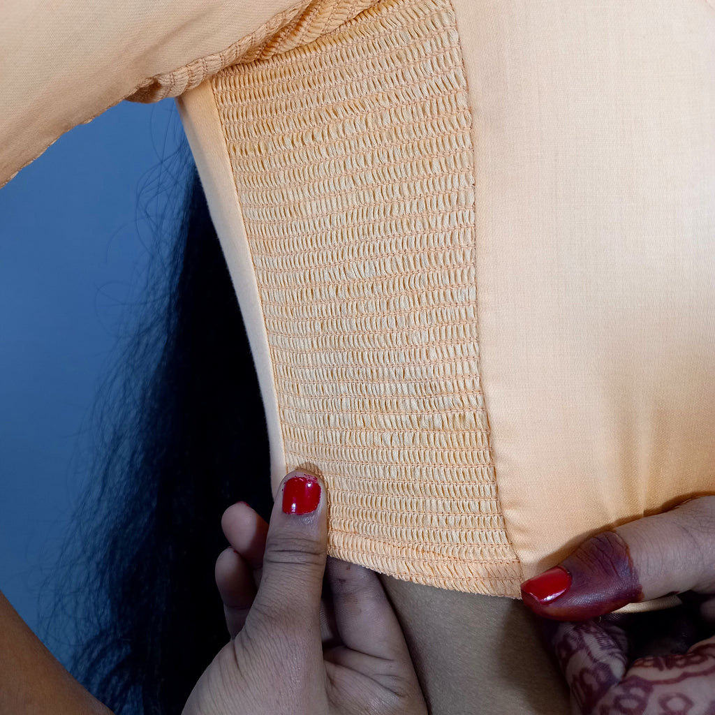 Boat Neck Black Plain Cotton Saree Blouse