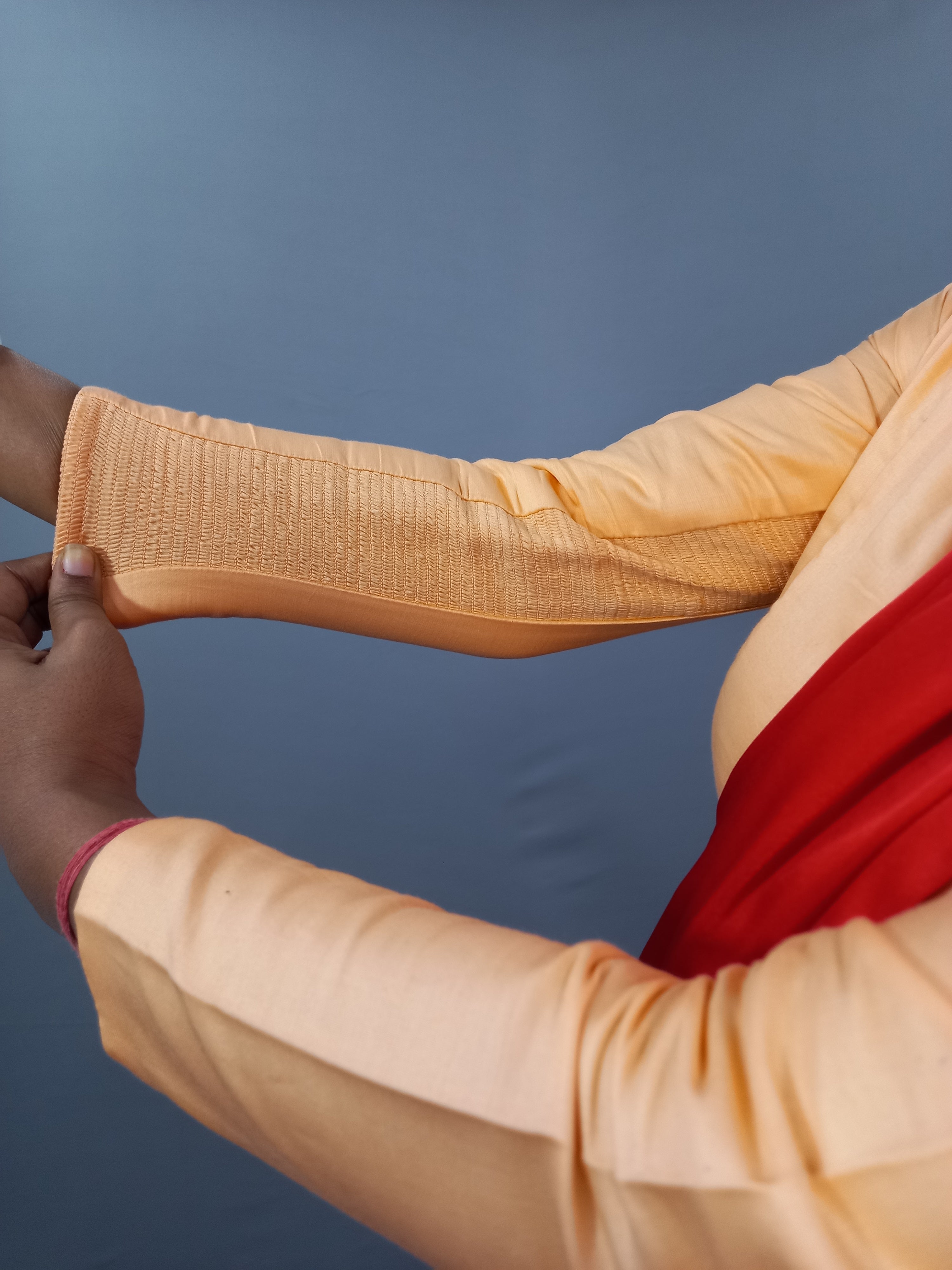 Full Sleeves Cotton Saree Blouse in Beige Fabric