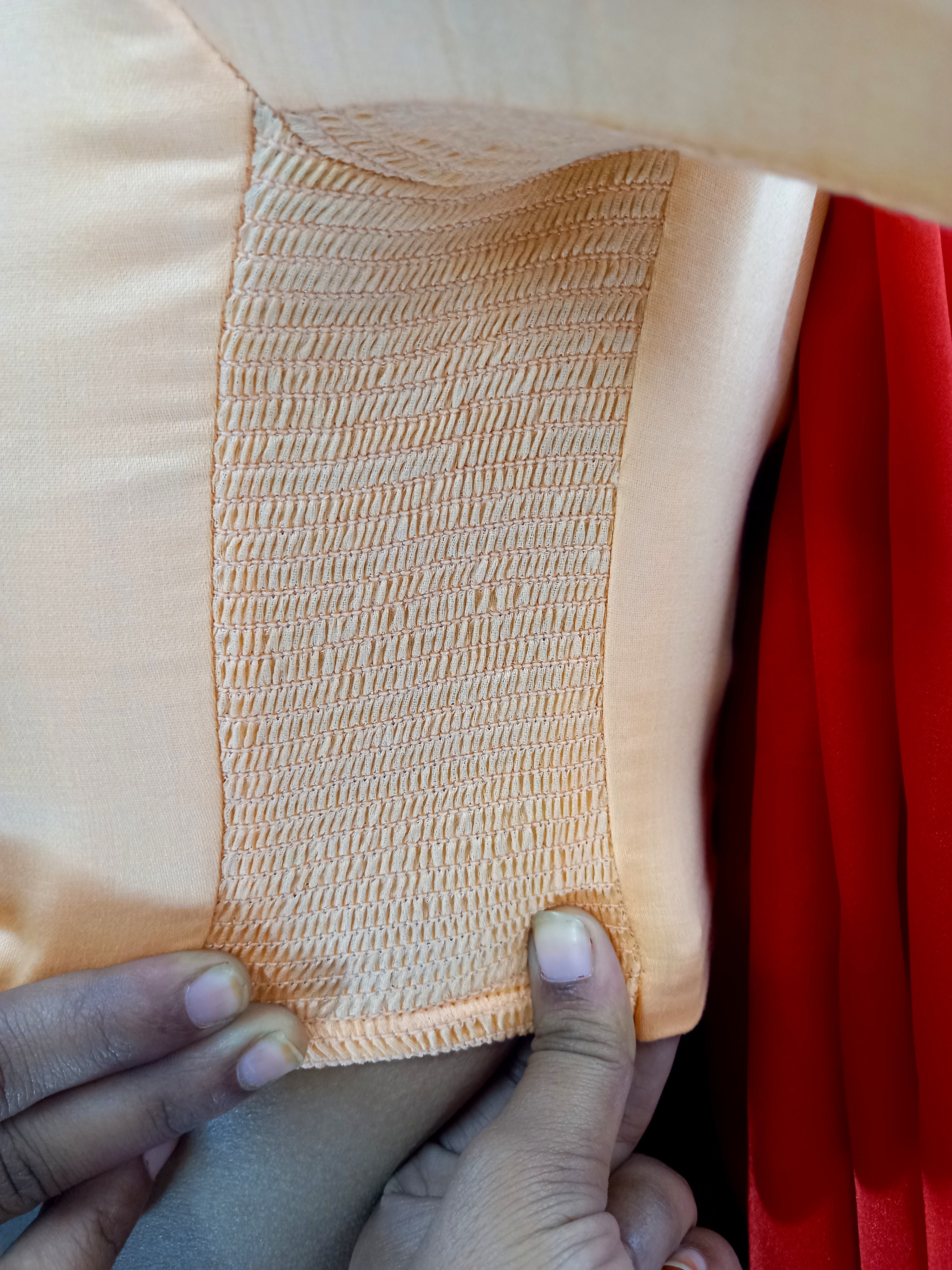 Full Sleeves Cotton Saree Blouse in Beige Fabric