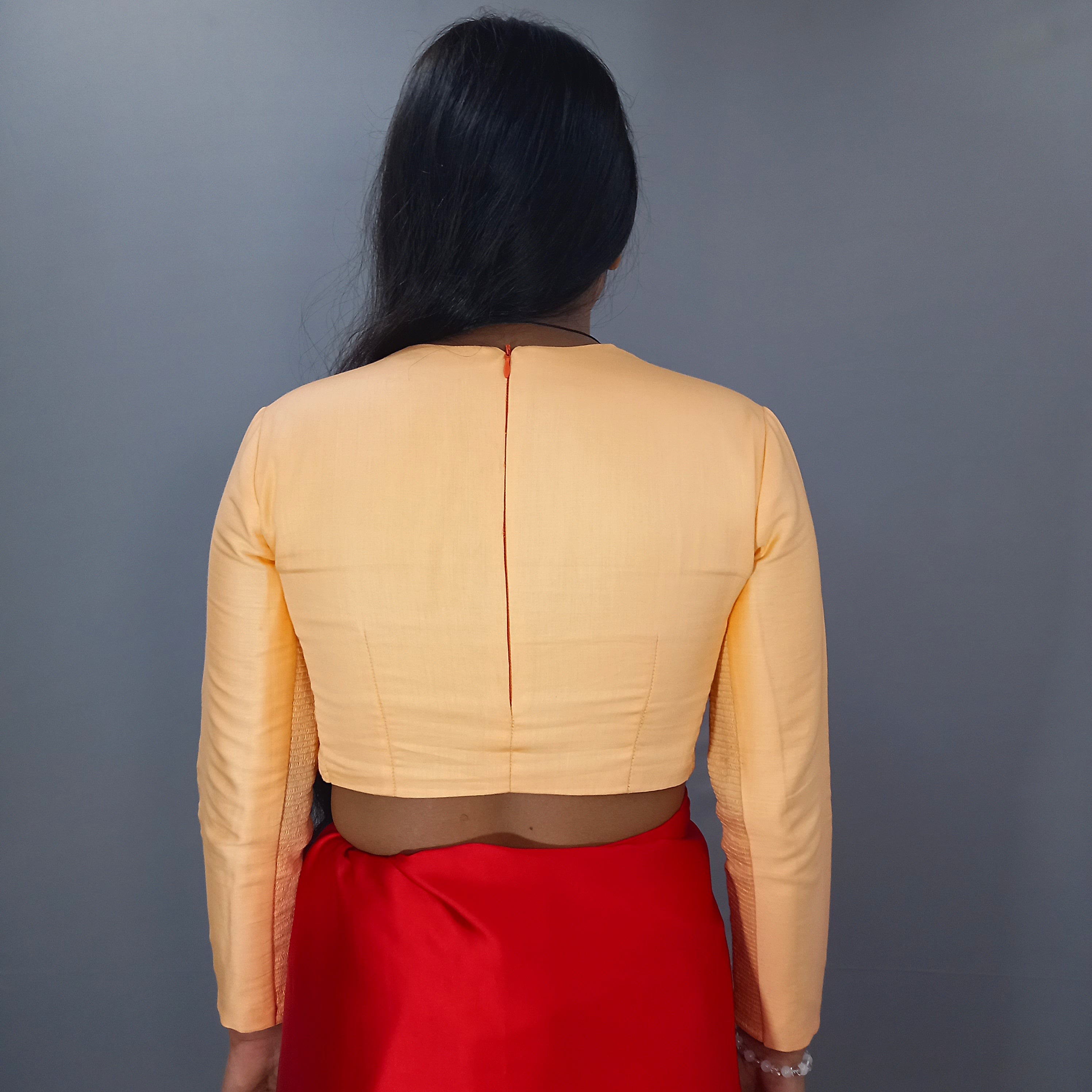 Full Sleeves Cotton Saree Blouse in Beige Fabric